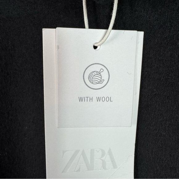 ZARA WOOL BLEND SHORT COAT WITH DETACHABLE SCARF - BLACK - Picture 13 of 17